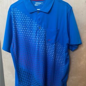 Nike Men's Blue and Red Patterned Polo Shirt
